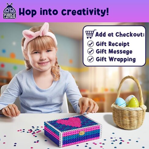 PURPLE LADYBUG Kids Picture Frame Mosaic Kit - Fun Arts & Crafts Gift for Girls 6-12, Great for Birthdays, Valentine's & Easter in Saudi Arabia