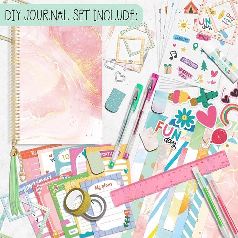 ABERLLS DIY Journal Kit for Girls, Birthday Gift for 6 7 8 9 10 11 12 Year Old Girl, Art Crafts Kits for Tween Teenage Kids, Scrapbook Diary Supplies Toy Set in Kuwait