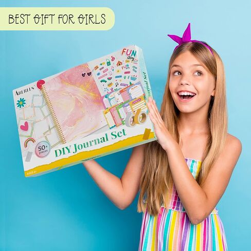 ABERLLS DIY Journal Kit for Girls, Birthday Gift for 6 7 8 9 10 11 12 Year Old Girl, Art Crafts Kits for Tween Teenage Kids, Scrapbook Diary Supplies Toy Set in Kuwait