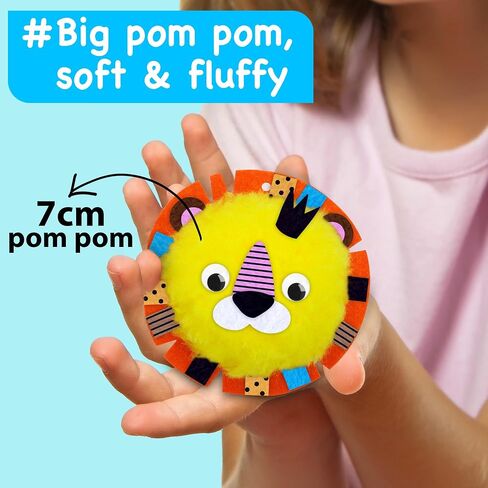 Ezcra Easy Arts and Hrafts for Kids - Make 10 Big Pom Pom Craft Kits - No Mess Barge Pom Pom Crafts - DIY Plush Crafts - in Kuwait