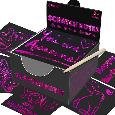 ZMLM Kids Rainbow Scratch Paper Art Crafts Mini Notes Kids Gifts 4 5 6 7 8 9 10 Years Old Girls Boys Students Teens Classroom Prizes School Supplies Birthday Party Toy Activity Stocking Stuffers in Kuwait