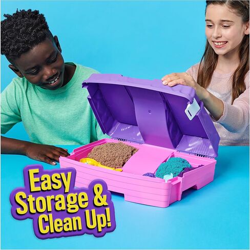 Kinetic Sand, Mermaid Palace Playset with 2.06lbs Play Sand (Neon Purple, Shimmer Teal & Beach), Tools & Folding Sandbox, Sensory Toys for Kids in Saudi Arabia