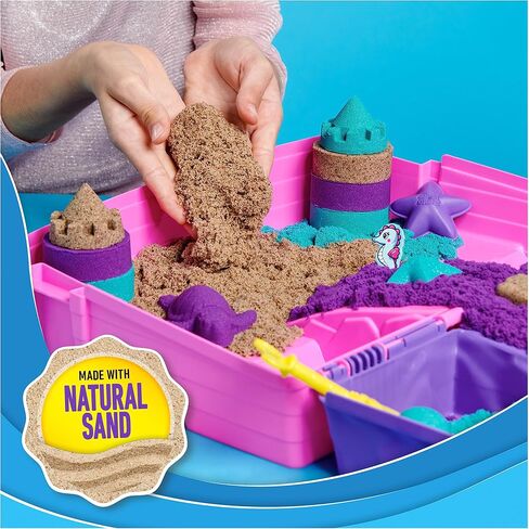 Kinetic Sand, Mermaid Palace Playset with 2.06lbs Play Sand (Neon Purple, Shimmer Teal & Beach), Tools & Folding Sandbox, Sensory Toys for Kids in Saudi Arabia