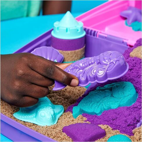 Kinetic Sand, Mermaid Palace Playset with 2.06lbs Play Sand (Neon Purple, Shimmer Teal & Beach), Tools & Folding Sandbox, Sensory Toys for Kids in Saudi Arabia
