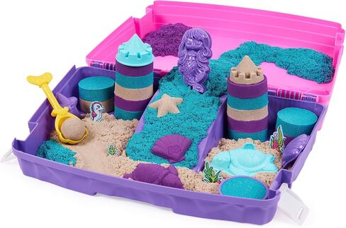 Kinetic Sand, Mermaid Palace Playset with 2.06lbs Play Sand (Neon Purple, Shimmer Teal & Beach), Tools & Folding Sandbox, Sensory Toys for Kids in Saudi Arabia