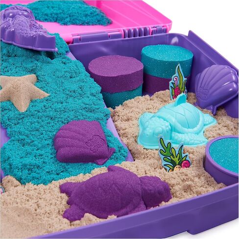 Kinetic Sand, Mermaid Palace Playset with 2.06lbs Play Sand (Neon Purple, Shimmer Teal & Beach), Tools & Folding Sandbox, Sensory Toys for Kids in Saudi Arabia