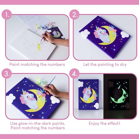 BONNYCO Paint by Numbers Kit for Kids Unicorns Pack 3 Canvas Paint by Number Canvas Framed Unicorn Gifts for Girls Arts and Crafts Kids Paint by Number Kits, Pre Drawn Canvas for Painting for Kids in Kuwait