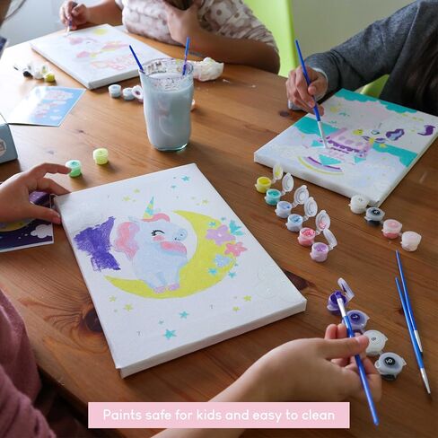 BONNYCO Paint by Numbers Kit for Kids Unicorns Pack 3 Canvas Paint by Number Canvas Framed Unicorn Gifts for Girls Arts and Crafts Kids Paint by Number Kits, Pre Drawn Canvas for Painting for Kids in Kuwait