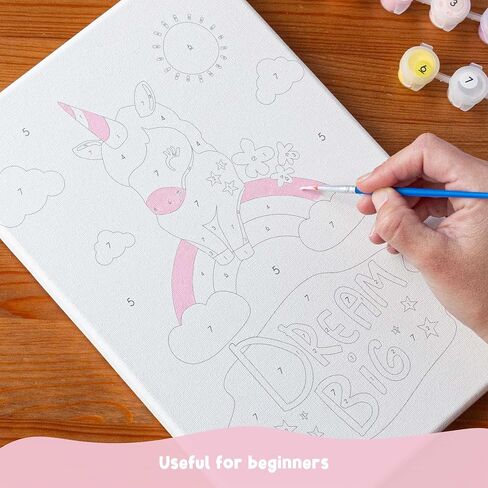 BONNYCO Paint by Numbers Kit for Kids Unicorns Pack 3 Canvas Paint by Number Canvas Framed Unicorn Gifts for Girls Arts and Crafts Kids Paint by Number Kits, Pre Drawn Canvas for Painting for Kids in Kuwait