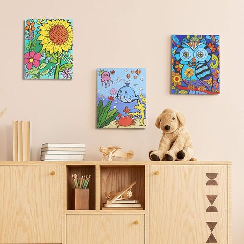 3 Pack Paint by Numbers for Kids Ages 8-12, 10*8"Color by Number for Kids Framed Canvas with 18 Acrylic Paint Pots and 6 Brushes, Kids'paint by number, Arts and Crafts Art Supplies for Kids 9-12 in Saudi Arabia