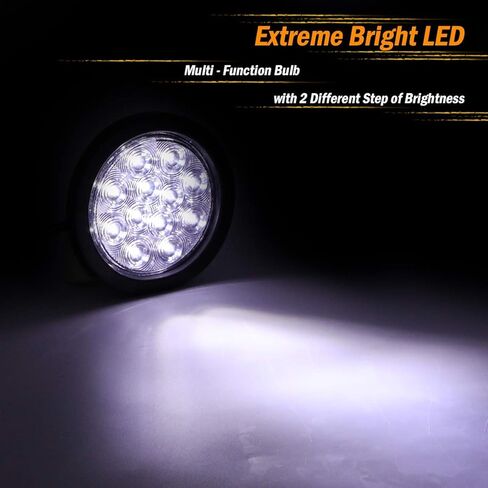 Trailer Tail Lights 4 Inch Clear Lens Red Round Clearance Stop Brake 12 LED For Truck RV Bus ATV Caravan Tow Tractor 3 Prong Plug Waterproof 12V DC Pack of 4 in Kuwait