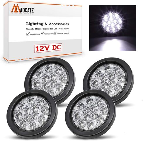 Trailer Tail Lights 4 Inch Clear Lens Red Round Clearance Stop Brake 12 LED For Truck RV Bus ATV Caravan Tow Tractor 3 Prong Plug Waterproof 12V DC Pack of 4 in Kuwait