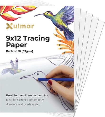 Xulmar Tracing Paper 9x12 63 GSM - Pack of 50 Sheets Tracing Paper for Sewing Patterns, Drawing Overlays & Sketching on Art Paper & Sketch Book in Saudi Arabia