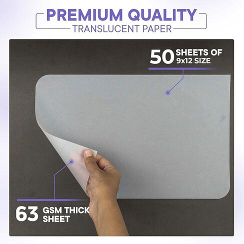 Xulmar Tracing Paper 9x12 63 GSM - Pack of 50 Sheets Tracing Paper for Sewing Patterns, Drawing Overlays & Sketching on Art Paper & Sketch Book in Saudi Arabia