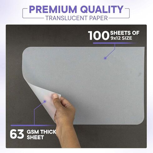 ورقة تتبع Xulmar 9x12 63 GSM - حزمة من 50 ورقة تتبع ورقة لأنماط الخياطة ، ورسم التراكبات والرسم على الورق الفني والكتب الرسم in Kuwait