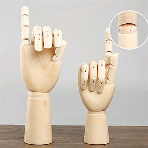 Wood Artist Drawing Manikin Articulated Mannequin with Wooden Flexible Fingers 10" Left Hand (10 inches-The Right Hand) in Saudi Arabia
