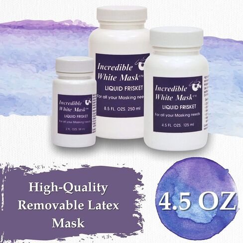 Grafix Incredible White Mask Liquid Frisket Removable Latex Mask for Water-Based Mediums – Perfect for Use with Alcohol Inks, Watercolor, Acrylic Paint and More, 4.5 Ounce Bottle in Kuwait
