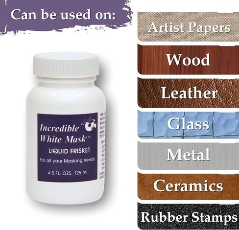 Grafix Incredible White Mask Liquid Frisket Removable Latex Mask for Water-Based Mediums – Perfect for Use with Alcohol Inks, Watercolor, Acrylic Paint and More, 4.5 Ounce Bottle in Kuwait