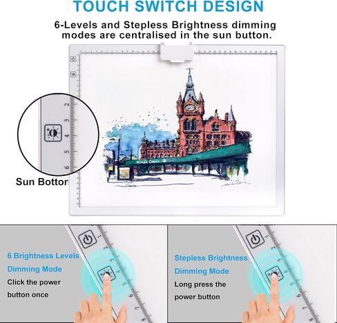A3 LED Light Pad with Carry Bag, TOHETO Wireless Rechargeable Light Board with Stand and Top Magnetic Clip 3 Colors Stepless Dimmable 6 Levels Brightness Light Box for Diamond Painting Weeding Vinyl in Kuwait