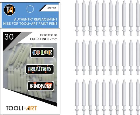 TOOLI-ART 30 Replacement Double Sided Flexible Brush Nibs. Compatible Brush Tip Paint Pens Acrylic Markers. Easy To Replace in Kuwait