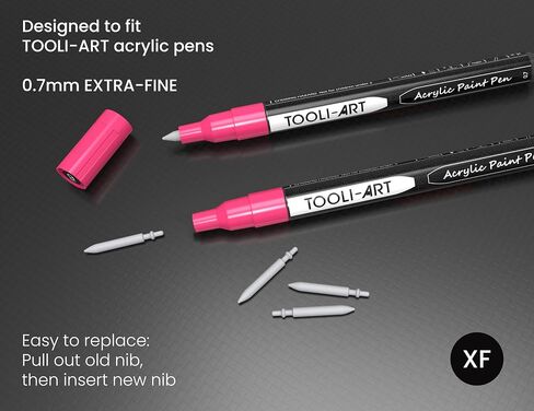 TOOLI-ART 30 Replacement Double Sided Flexible Brush Nibs. Compatible Brush Tip Paint Pens Acrylic Markers. Easy To Replace in Kuwait