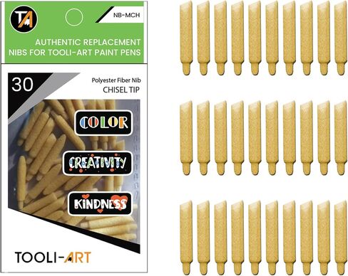 TOOLI-ART 30 Replacement Double Sided Flexible Brush Nibs. Compatible Brush Tip Paint Pens Acrylic Markers. Easy To Replace in Kuwait
