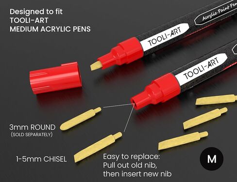 TOOLI-ART 30 Replacement Double Sided Flexible Brush Nibs. Compatible Brush Tip Paint Pens Acrylic Markers. Easy To Replace in Kuwait