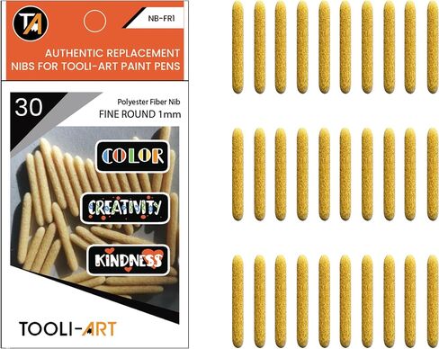 TOOLI-ART 30 Replacement Double Sided Flexible Brush Nibs. Compatible Brush Tip Paint Pens Acrylic Markers. Easy To Replace in Kuwait