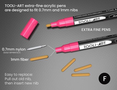 TOOLI-ART 30 Replacement Double Sided Flexible Brush Nibs. Compatible Brush Tip Paint Pens Acrylic Markers. Easy To Replace in Kuwait