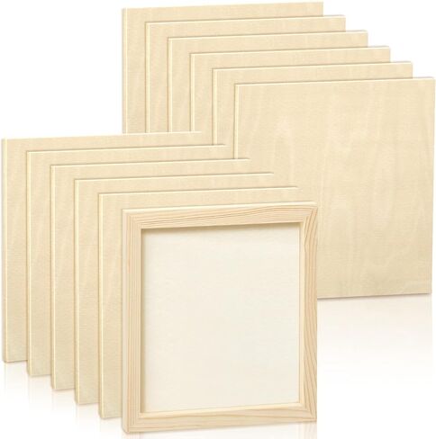 Kathfly 12 Pcs 8 x 8 Inch Pine Wood Panel Boards Unfinished Square Wood Panels Painting Panel Boards for Crafts Paint DIY Drawing Pouring Art Projects in Kuwait