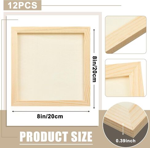 Kathfly 12 Pcs 8 x 8 Inch Pine Wood Panel Boards Unfinished Square Wood Panels Painting Panel Boards for Crafts Paint DIY Drawing Pouring Art Projects in Kuwait