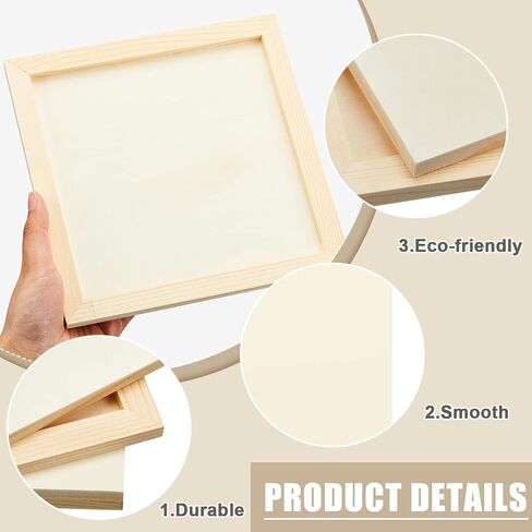 Kathfly 12 Pcs 8 x 8 Inch Pine Wood Panel Boards Unfinished Square Wood Panels Painting Panel Boards for Crafts Paint DIY Drawing Pouring Art Projects in Kuwait
