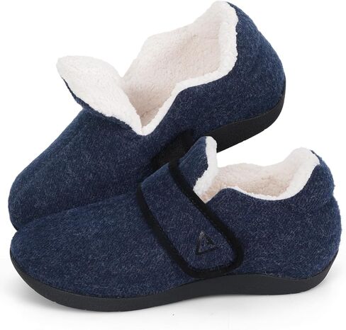 Orthopedic Slipper with Arch Support for Women Men，Wide Slip on House Shoes for Plantar Fasciitis Pain Relief Adjustable Strap Slipper with Indoor Outdoor Soft Velvety Cotton Lining Moccasin in Saudi Arabia