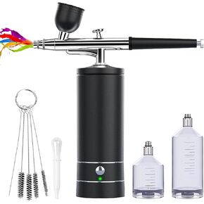 Airbrush-Kit Rechargeable Cordless Airbrush Compressor -Auto Handheld Airbrush Gun, Airbrush Set Portable Wireless Air Brush for Barber, Nail Art, Cake Decor, Makeup, Model Painting