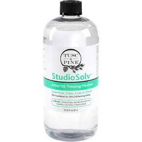 Tusc & Pine StudioSolv™ Odorless Mineral Spirits 33.8oz (1L) - Purified Odor-Free Spirit Solvent for Thinning Oils, Artists, Painting Thinner, Professionals, & More!