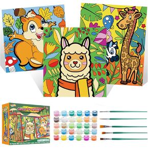 Sixth Space Paint by Numbers for Kids Ages 4-8, Beginner Framed Pre-Printed Acrylic Oil Painting, Includes (8x10, 8x9, 8x8 inch) Framed Canvas, 30 Acrylic Paint Pots, 5 Brushes, Pre-Drawn Canvas