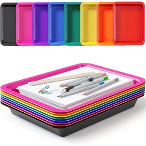 DOODLE HOG Set of 8 Art Trays for Kids, Great for Lego, Sand, Crafts, Painting, Montessori, Rainbow Trays for Classroom, Craft Trays for Kids