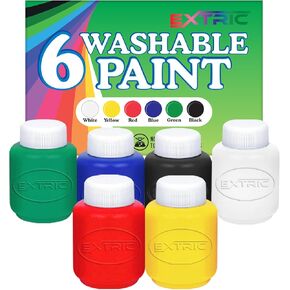 Kids Painting Set, Washable Paint for Kids 6 Colors, Non Toxic Tempera Bulk Paint 8 oz Each, Classroom Paints for Toddlers Art, Craft and Home Finger Paints Projects