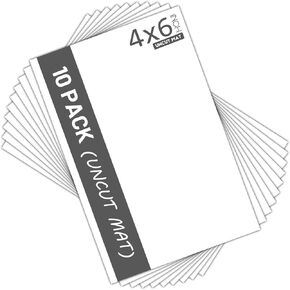 Mat Board Center, Pack of 10 8.5x11 White Uncut Mat Boards, Acid Free, 4-Ply Thickness, White Core, Great for Pictures, Photos, Framing Backing