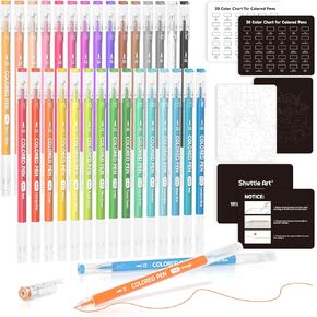 Shuttle Art Colored Pens, 30 Colors Cute Journal Pens 0.6mm Fine Point Colored Gel Pens for Black Paper Adult Coloring Writing Drawing Journaling Note Taking School Office Home