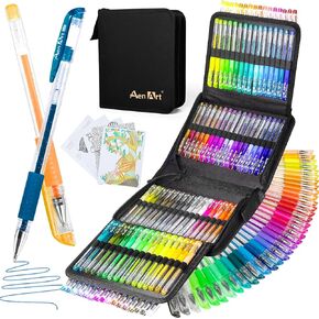 Aen Art Glitter Gel Pens, 100 Color Glitter Pen Set for Coloring Books in Saudi Arabia
