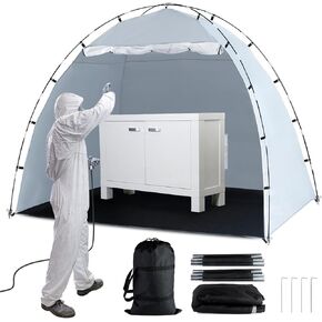 Portable Paint Booth,Siebwin 10(L) x10(W) x6.3(H) ft Spray Paint Tent with Built-in Floor & Mesh Screen & Windproof Hooks, Painting Tent Station for Furniture DIY Hobby Tool, Spray Paint Shelter