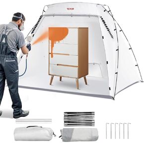 VEVOR Portable Paint Booth,10x7x6ft Larger Spray Paint Tent with Built-in Floor & Mesh Screen & Windproof Hooks, Painting Tent Station for Furniture DIY Hobby Tool, Spray Paint Shelter,Extra Large