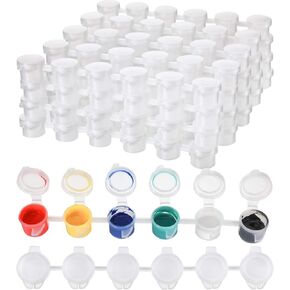 24 Strips 144 Pots Empty Paint Pots Strips Mini Acrylic Paint Storage Container with Lid Painting Arts Crafts Supplies for Classrooms Schools Paintings Art Festivals(3 ml/ 0.1 oz)