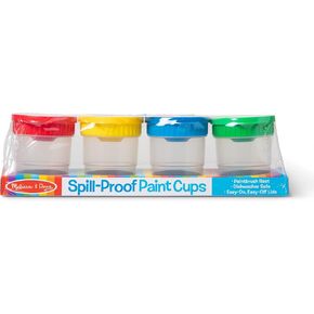 Melissa & Doug Spill-Proof Paint Cups - 4-Pack, Airtight Seal, Snap Lids - Kid-Safe Reusable No-Spill Paint Cups Storage Containers
