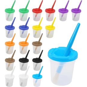 10pcs Paint Cups with Lids for Kids, Spill Proof Learning Color Cups for Young Artist
