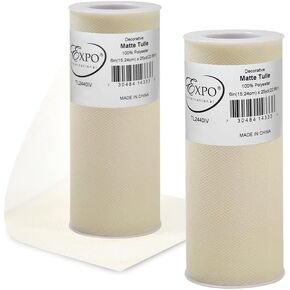 Expo International Decorative Matte Tulle, Spool of 6 Inches X 25 Yards, Polyester-Made Tulle Fabric, Matte Finish, Lightweight, Versatile, Washable, Easy-to-Use | Light Pink