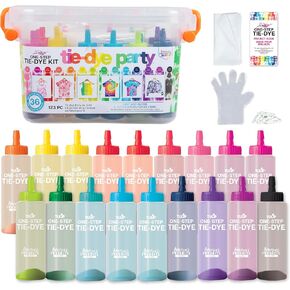 Tulip One-Step Tie-Dye Party, 18 Pre-Filled Bottles, Creative Group Activity, All-in-1 Fashion Design Kit, 1 Pack, Rainbow