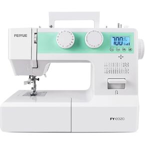FEIYUE FYe320 Full Size Sewing Machine with Foot Pedal, Speed Control, Heavy Duty & Portable, LCD Display, 25 Built-in Stitches, 6 Bobbins & 5 Included Sewing Feet
