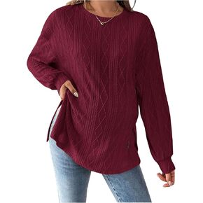 تي شيرت نسائي للحوامل من MakeMeChic بأكمام طويلة وفتحة رقبة مستديرة وحاشية علوية للحمل in Kuwait